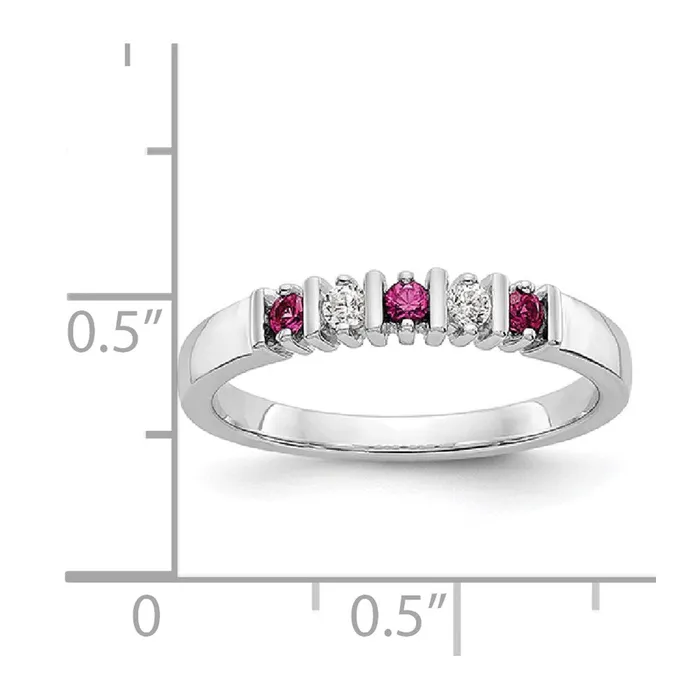 Rings 14k White Gold Real Diamond wRuby Band goldiaca