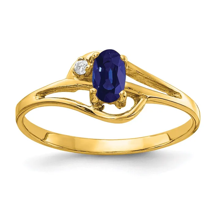 Rings 14K Yellow Gold 5x3mm Oval Sapphire A Real Diamond ring Goldia