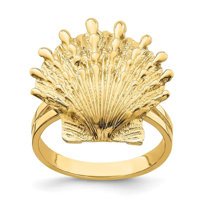 Rings 14K Yellow Gold Lions Paw Shell Ring Goldia