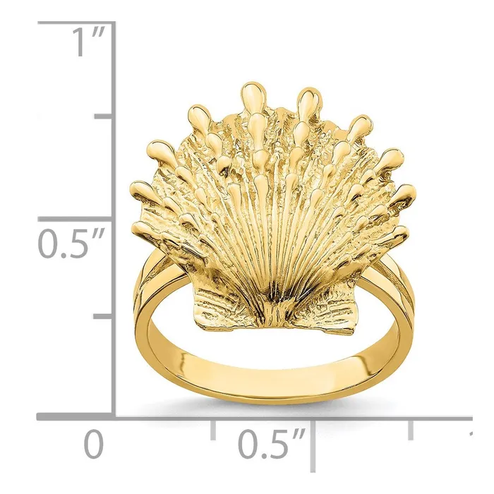 Rings 14K Yellow Gold Lions Paw Shell Ring Goldia