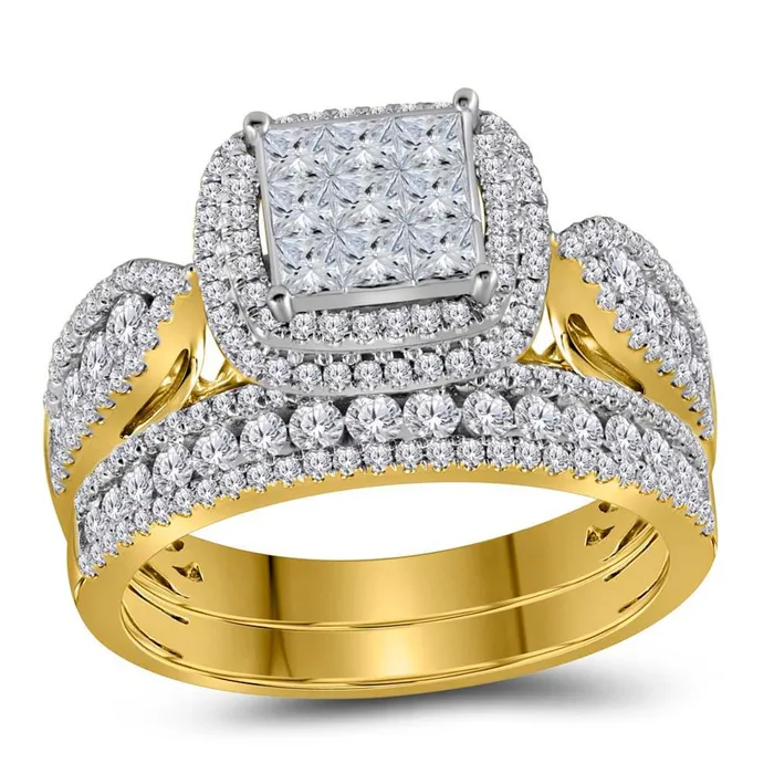 Rings 14k Yellow Gold Princess Diamond Bridal Wedding Ring Set 112 Cttw gndatlanta Rings 14k Yellow Gold Princess Diamond Bridal Wedding Ring Set 112 Cttw gndatlanta
