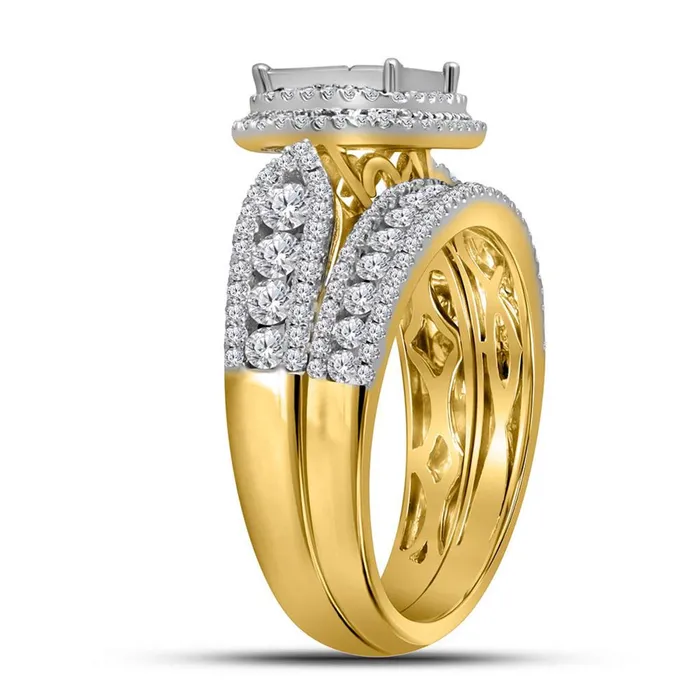 Rings 14k Yellow Gold Princess Diamond Bridal Wedding Ring Set 112 Cttw gndatlanta