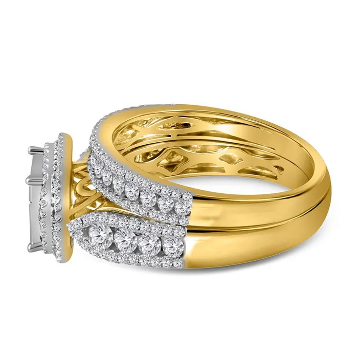 Rings 14k Yellow Gold Princess Diamond Bridal Wedding Ring Set 112 Cttw gndatlanta