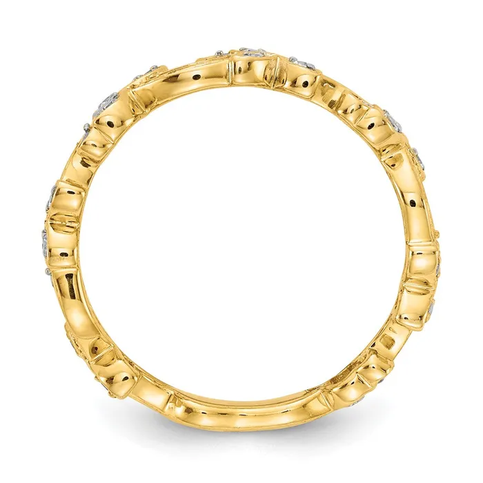 Rings 14K Yellow Gold Real Diamond Floral Band Goldiacom