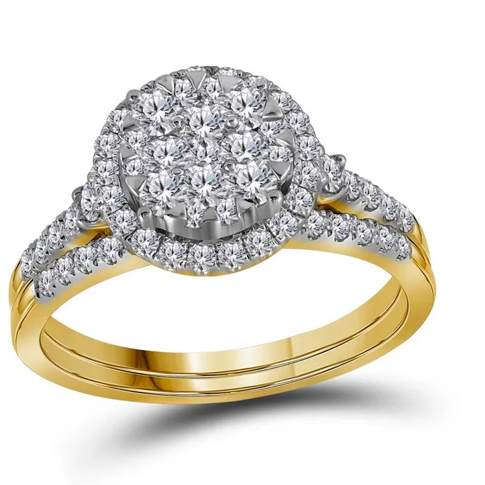Rings 14k Yellow Gold Round Diamond Bridal Wedding Ring Set 1 Cttw gndatlanta Rings 14k Yellow Gold Round Diamond Bridal Wedding Ring Set 1 Cttw gndatlanta