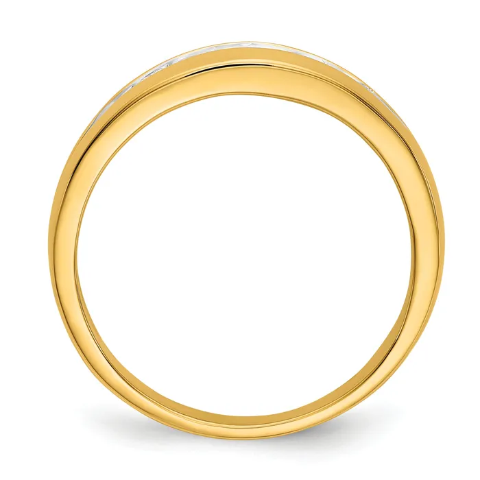 Rings 14k Yellow Gold with White Rhodium 13 Ct Lab Grown Diamond VSSI G Seven Stone Mens Ring Goldia