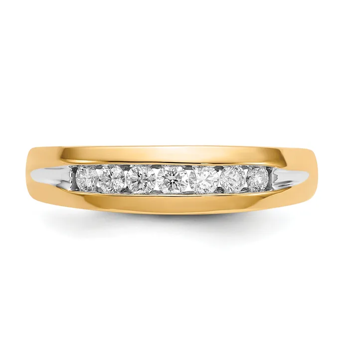 Rings 14k Yellow Gold with White Rhodium 13 Ct Lab Grown Diamond VSSI G Seven Stone Mens Ring Goldia