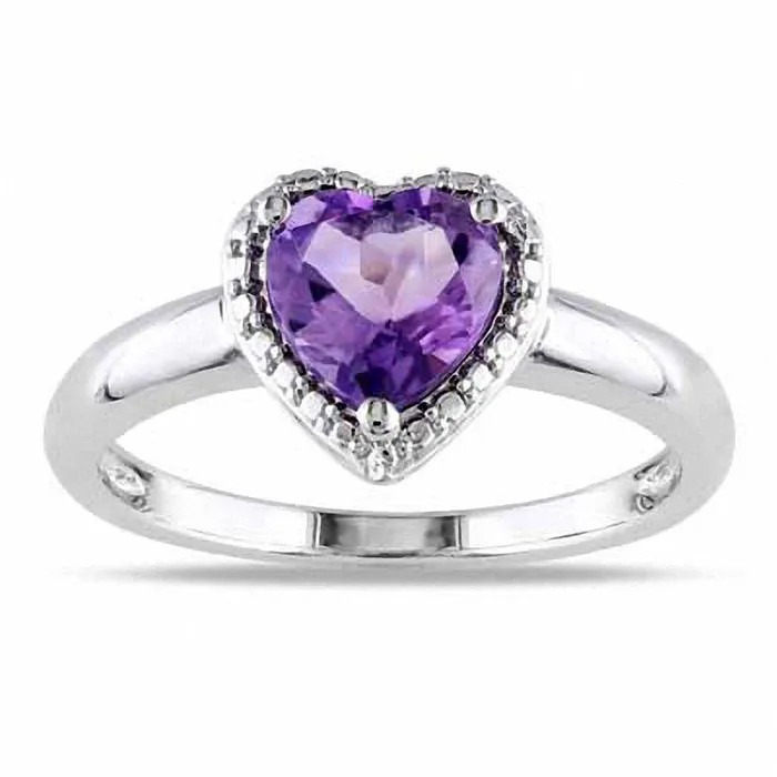 Rings 70mm HeartShaped Amethyst Ring in Sterling Silver Goldia