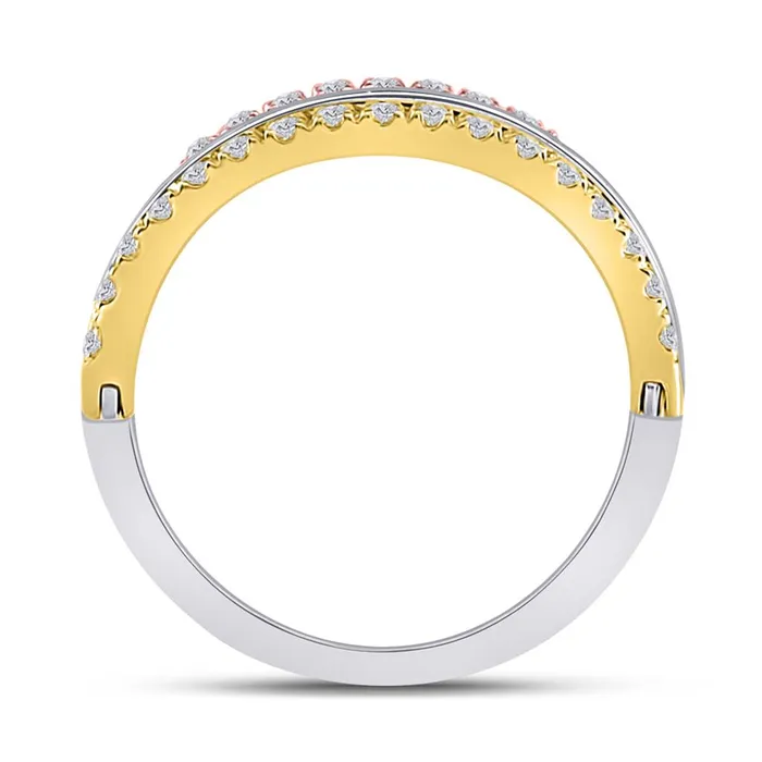 Rings gndatlanta 10k TriTone Gold Round Blue Sapphire Convertible Band Ring 114 Cttw