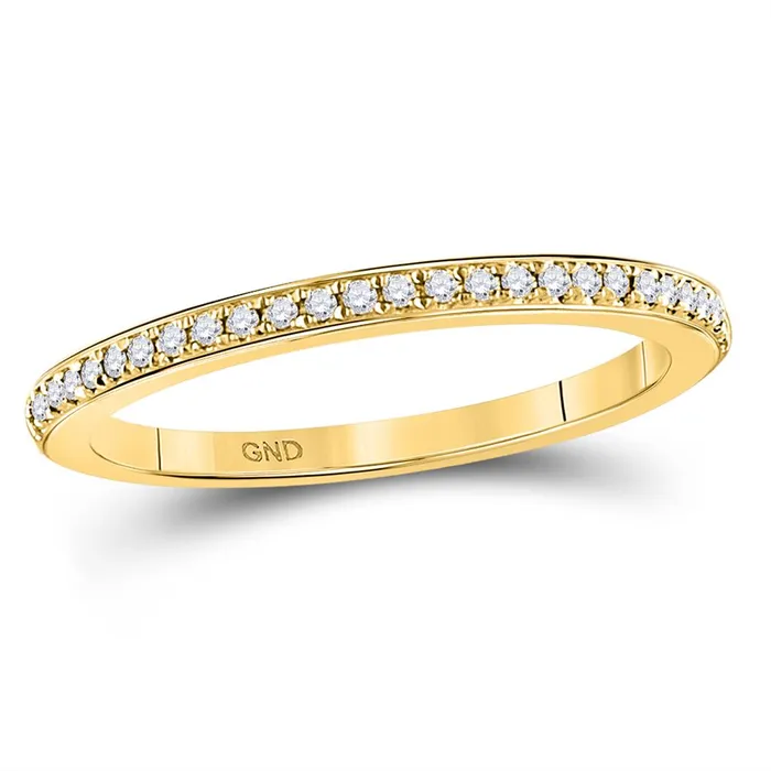 Rings gndatlanta 10k Yellow Gold Round Diamond Single Row Stackable Band Ring 18 Cttw Size 9