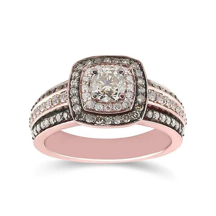 Rings gndatlanta 14k Rose Gold Round Brown Diamond Halo Bridal Engagement Ring 114 Cttw Rings gndatlanta 14k Rose Gold Round Brown Diamond Halo Bridal Engagement Ring 114 Cttw