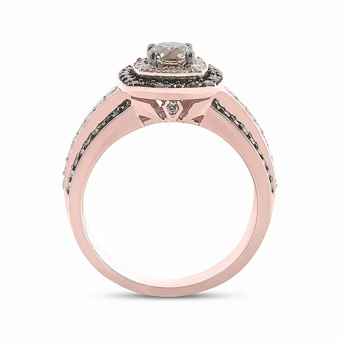 Rings gndatlanta 14k Rose Gold Round Brown Diamond Halo Bridal Engagement Ring 114 Cttw