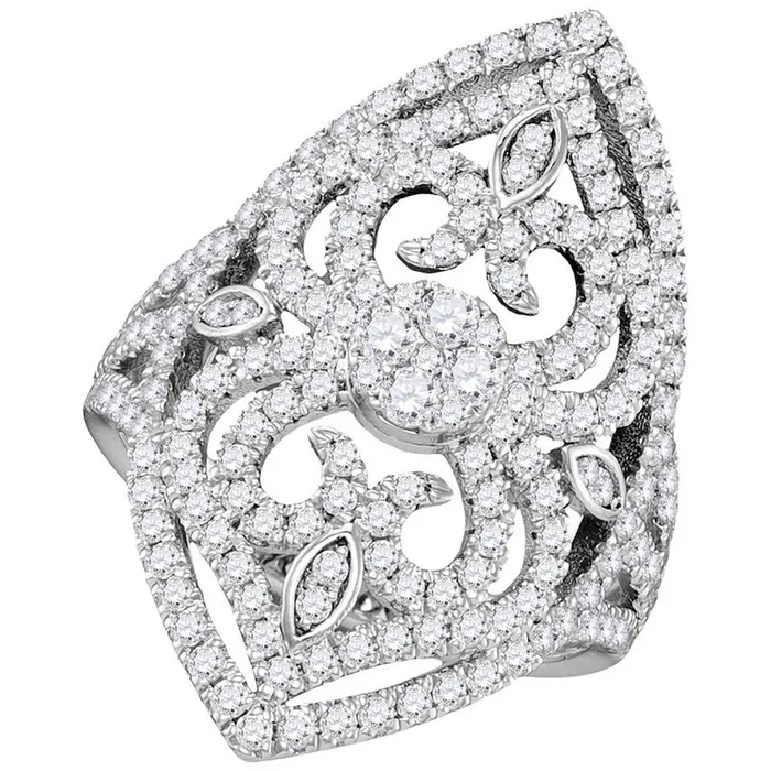 Rings gndatlanta 14k White Gold Round Diamond Cluster Bridal Engagement Ring 112 Cttw Rings gndatlanta 14k White Gold Round Diamond Cluster Bridal Engagement Ring 112 Cttw