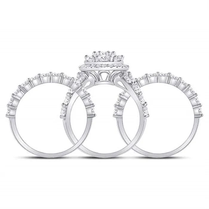 Rings gndatlanta 14k White Gold Round Diamond Cluster Bridal Wedding Ring Set 5 Cttw