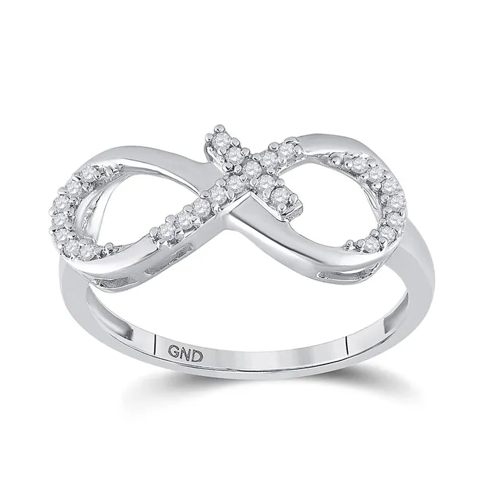 Rings gndatlanta 14k White Gold Round Diamond Cross Infinity Ring 110 Cttw Rings gndatlanta 14k White Gold Round Diamond Cross Infinity Ring 110 Cttw