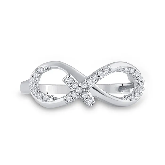 Rings gndatlanta 14k White Gold Round Diamond Cross Infinity Ring 110 Cttw