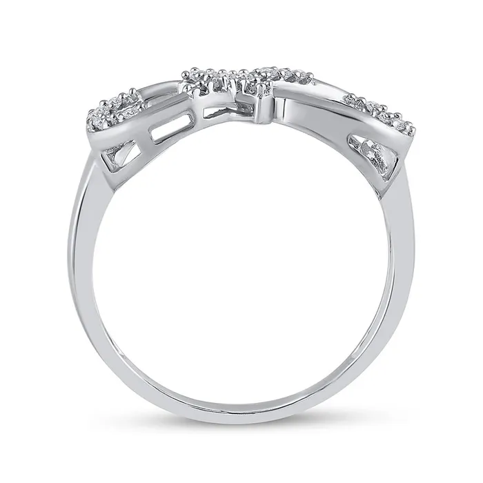 Rings gndatlanta 14k White Gold Round Diamond Cross Infinity Ring 110 Cttw