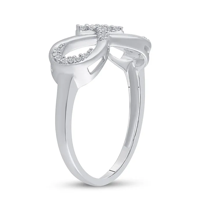 Rings gndatlanta 14k White Gold Round Diamond Cross Infinity Ring 110 Cttw