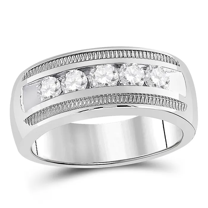 Rings gndatlanta 14k White Gold Round Diamond Wedding 5Stone Band Ring 1 Cttw Rings gndatlanta 14k White Gold Round Diamond Wedding 5Stone Band Ring 1 Cttw
