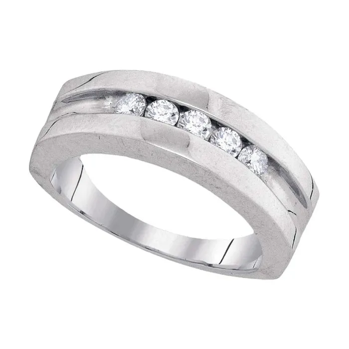 Rings gndatlanta 14k White Gold Round Diamond Wedding Band Ring 12 Cttw