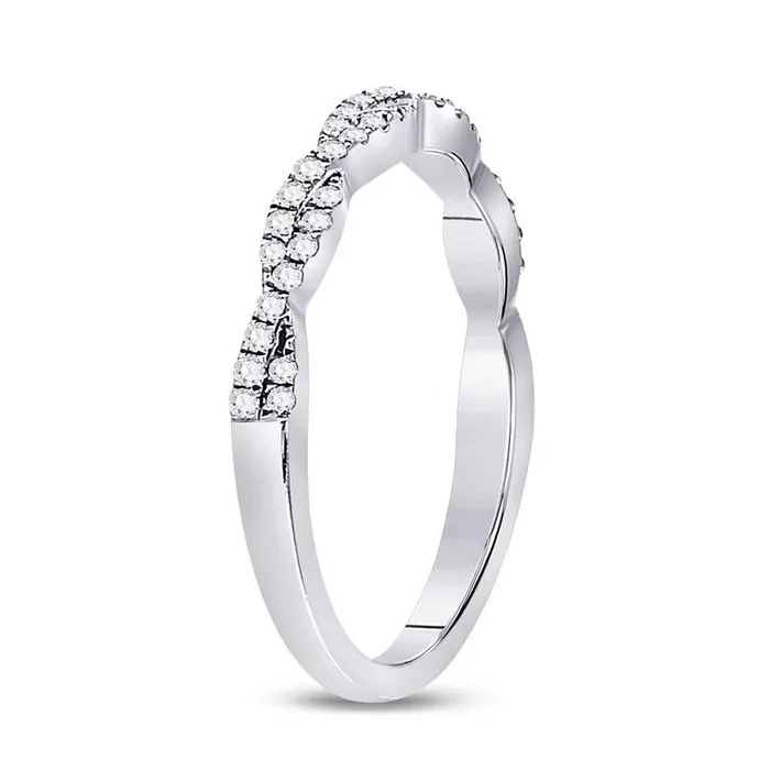 Rings gndatlanta 14k White Gold Round Diamond Woven Twist Stackable Band Ring 14 Cttw
