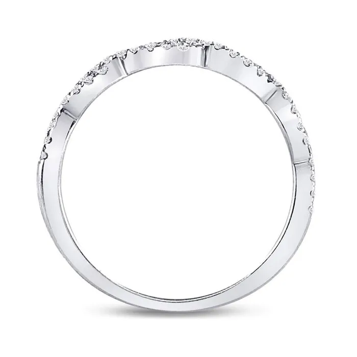 Rings gndatlanta 14k White Gold Round Diamond Woven Twist Stackable Band Ring 14 Cttw