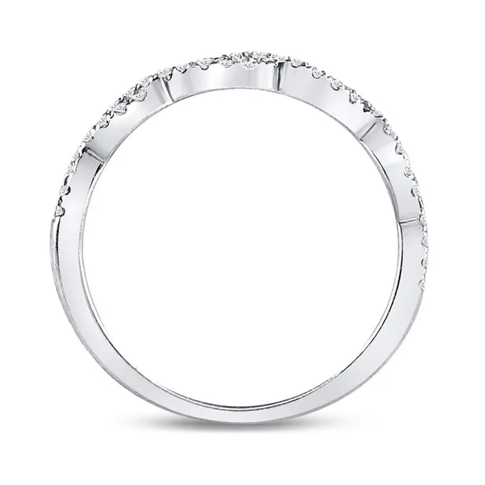 Rings gndatlanta 14k White Gold Round Diamond Woven Twist Stackable Band Ring 14 Cttw