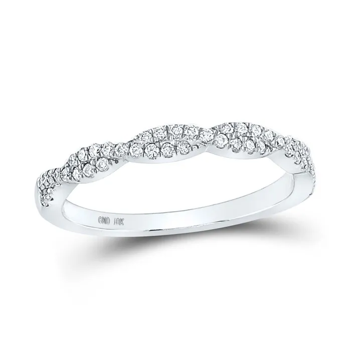 Rings gndatlanta 14k White Gold Round Diamond Woven Twist Stackable Band Ring 14 Cttw