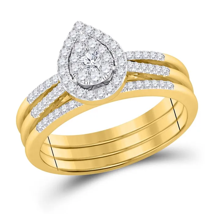 Rings gndatlanta 14k Yellow Gold Round Diamond 3Piece Bridal Wedding Ring Set 12 Cttw Rings gndatlanta 14k Yellow Gold Round Diamond 3Piece Bridal Wedding Ring Set 12 Cttw