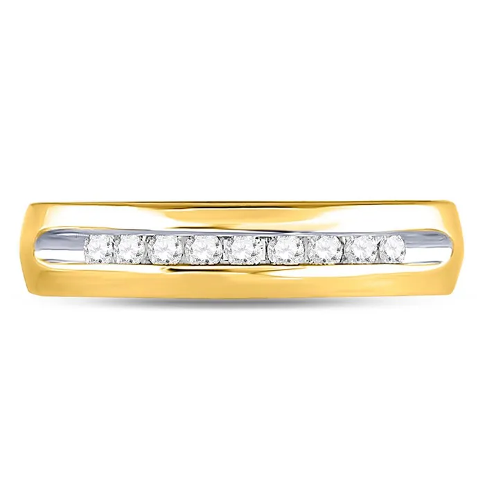Rings gndatlanta 14k Yellow Gold Round Diamond Singlerow Channelset Wedding Band Ring 14 Cttw