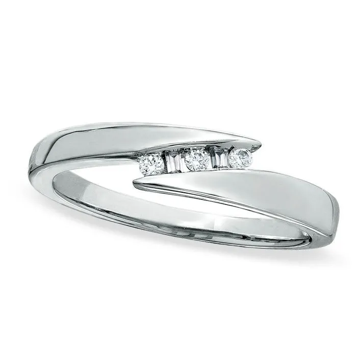 Rings Goldia 013 CT TW Natural Diamond Bypass Band in Sterling Silver