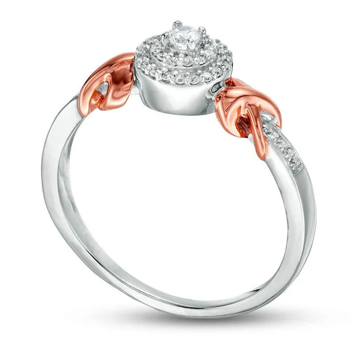 Rings Goldia 017 CT TW Natural Diamond Double Frame with X Sides Promise Ring in Sterling Silver and Solid 10K Rose Gold Rings Goldia 017 CT TW Natural Diamond Double Frame with X Sides Promise Ring in Sterling Silver and Solid 10K Rose Gold