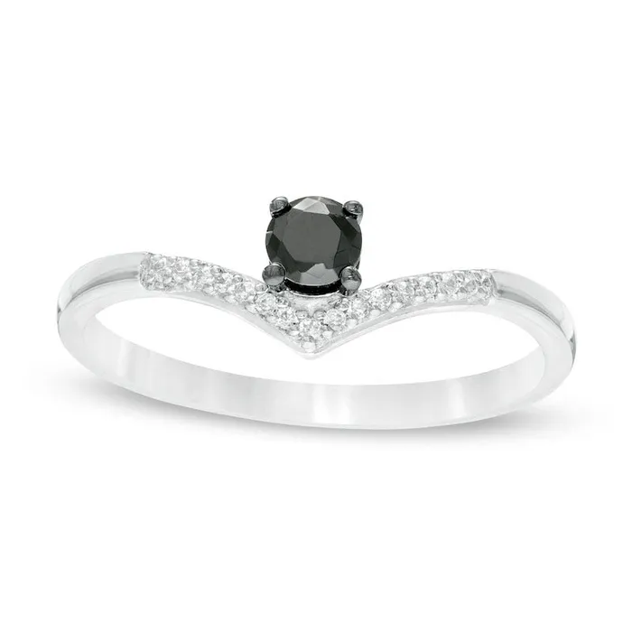 Rings Goldia 020 CT TW Enhanced Black and White Natural Diamond Chevron Promise Ring in Solid 10K White Gold Rings Goldia 020 CT TW Enhanced Black and White Natural Diamond Chevron Promise Ring in Solid 10K White Gold