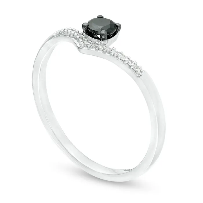 Rings Goldia 020 CT TW Enhanced Black and White Natural Diamond Chevron Promise Ring in Solid 10K White Gold Rings Goldia 020 CT TW Enhanced Black and White Natural Diamond Chevron Promise Ring in Solid 10K White Gold