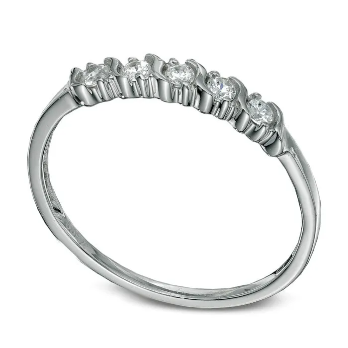 Rings Goldia 020 CT TW Natural Diamond Five Stone Wedding Band in Solid 10K White Gold Rings Goldia 020 CT TW Natural Diamond Five Stone Wedding Band in Solid 10K White Gold