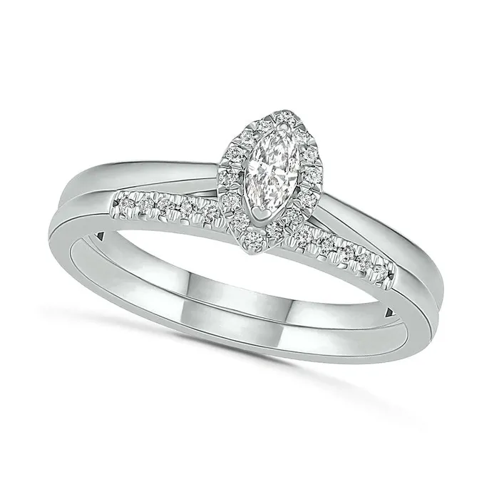 Rings Goldia 025 CT TW Marquise Natural Diamond Frame Bridal Engagement Ring Set in Solid 10K White Gold Rings Goldia 025 CT TW Marquise Natural Diamond Frame Bridal Engagement Ring Set in Solid 10K White Gold