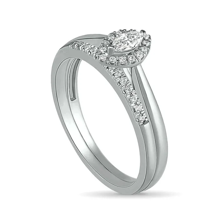 Rings Goldia 025 CT TW Marquise Natural Diamond Frame Bridal Engagement Ring Set in Solid 10K White Gold Rings Goldia 025 CT TW Marquise Natural Diamond Frame Bridal Engagement Ring Set in Solid 10K White Gold