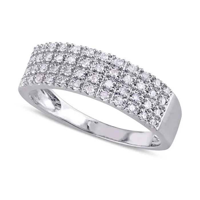 Rings Goldia 025 CT TW Natural Diamond Four Row Anniversary Band in Sterling Silver Rings Goldia 025 CT TW Natural Diamond Four Row Anniversary Band in Sterling Silver