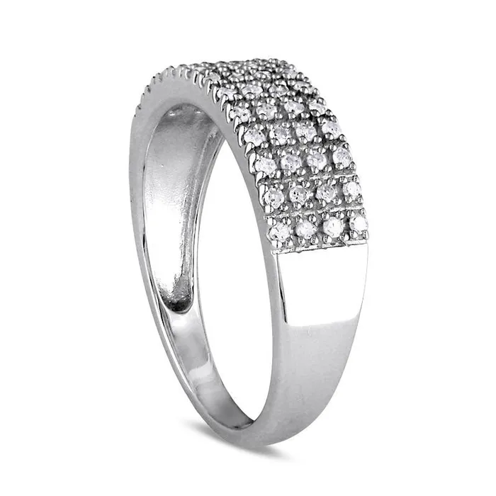 Rings Goldia 025 CT TW Natural Diamond Four Row Anniversary Band in Sterling Silver Rings Goldia 025 CT TW Natural Diamond Four Row Anniversary Band in Sterling Silver