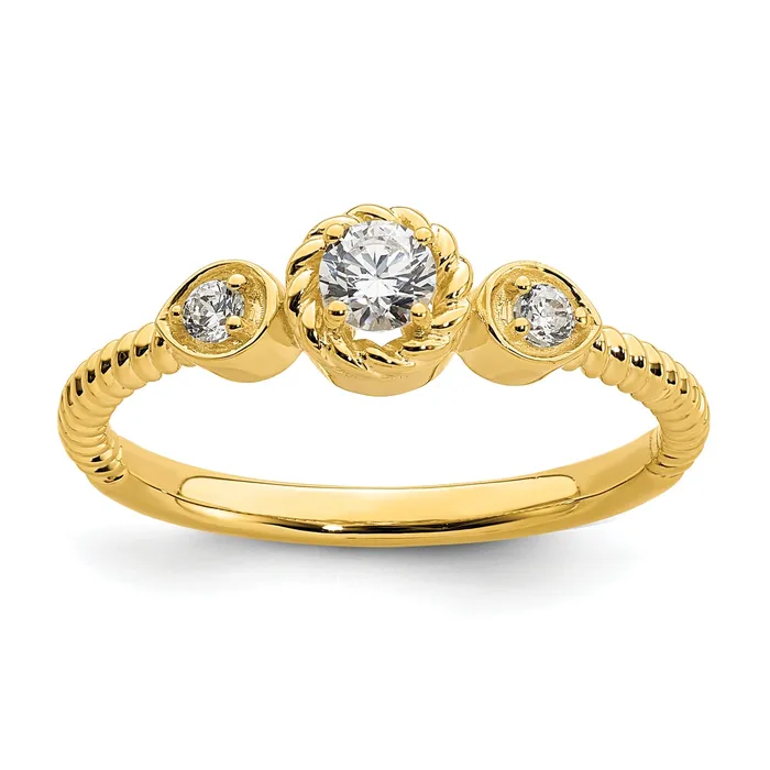Rings Goldia 025ct CZ Solid Real 14k Polish Roped Wedding Band Ring Petite Round Complete Dia Ring Rings Goldia 025ct CZ Solid Real 14k Polish Roped Wedding Band Ring Petite Round Complete Dia Ring