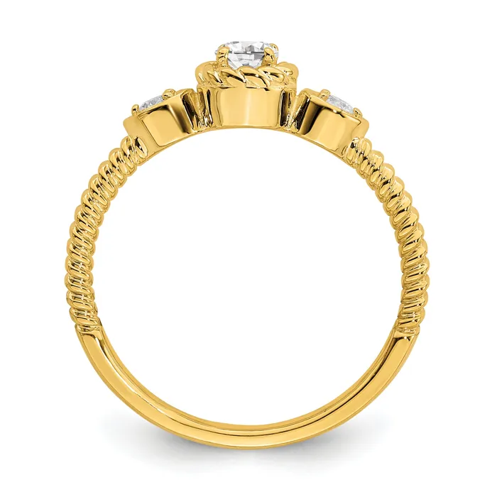 Rings Goldia 025ct CZ Solid Real 14k Polish Roped Wedding Band Ring Petite Round Complete Dia Ring