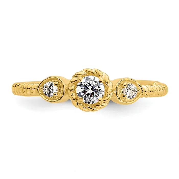 Rings Goldia 025ct CZ Solid Real 14k Polish Roped Wedding Band Ring Petite Round Complete Dia Ring
