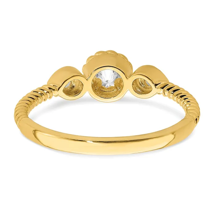 Rings Goldia 025ct CZ Solid Real 14k Polish Roped Wedding Band Ring Petite Round Complete Dia Ring