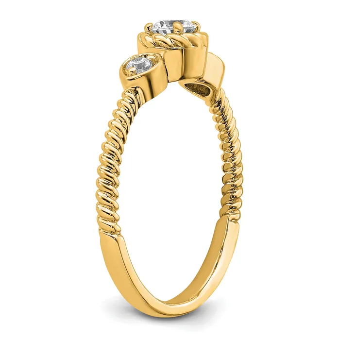 Rings Goldia 025ct CZ Solid Real 14k Polish Roped Wedding Band Ring Petite Round Complete Dia Ring