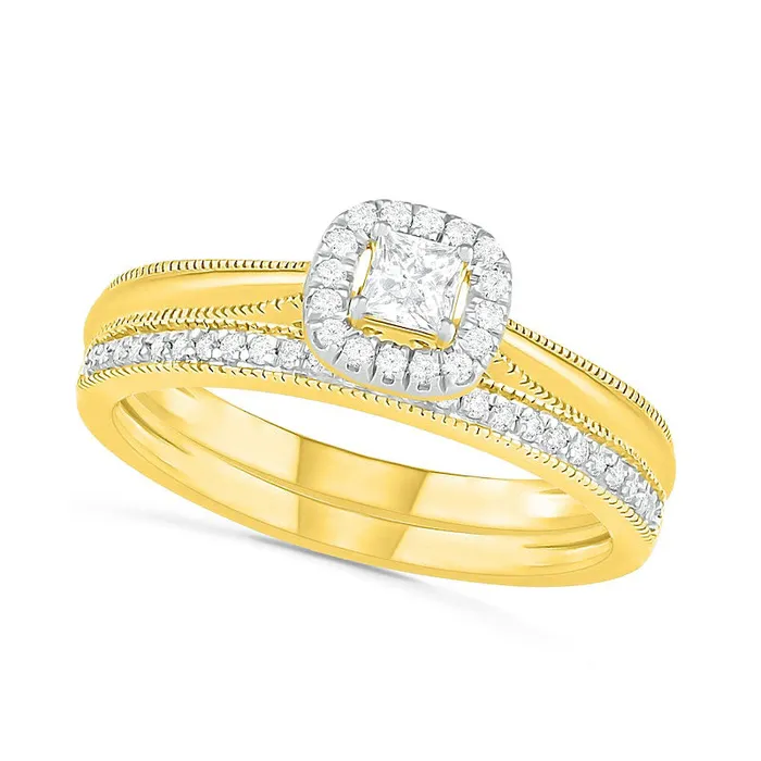 Rings Goldia 033 CT TW PrincessCut Natural Diamond Frame Antique VintageStyle Bridal Engagement Ring Set in Solid 10K Yellow Gold Rings Goldia 033 CT TW PrincessCut Natural Diamond Frame Antique VintageStyle Bridal Engagement Ring Set in Solid 10K Yellow Gold