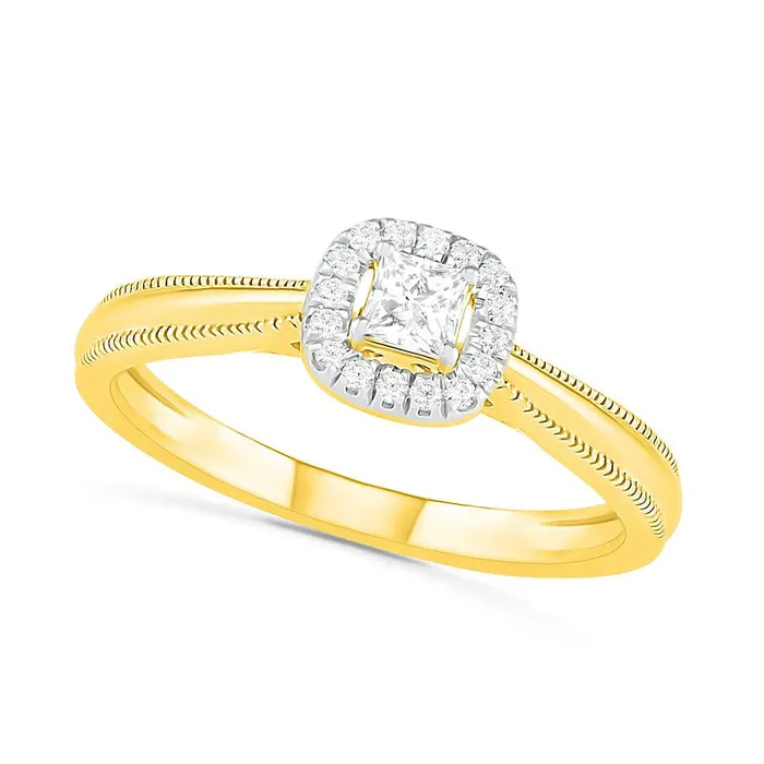 Rings Goldia 033 CT TW PrincessCut Natural Diamond Frame Antique VintageStyle Bridal Engagement Ring Set in Solid 10K Yellow Gold Rings Goldia 033 CT TW PrincessCut Natural Diamond Frame Antique VintageStyle Bridal Engagement Ring Set in Solid 10K Yellow Gold