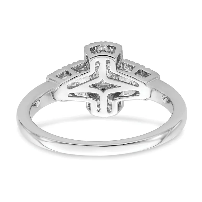 Rings Goldia 033ct CZ Solid Real 14k White Polished Art Deco 33ct Round Ctr Dia Engagement Ring