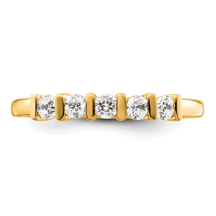 Rings Goldia 035ct CZ Solid Real 14K Yellow Gold 5Stone Wedding Band Ring