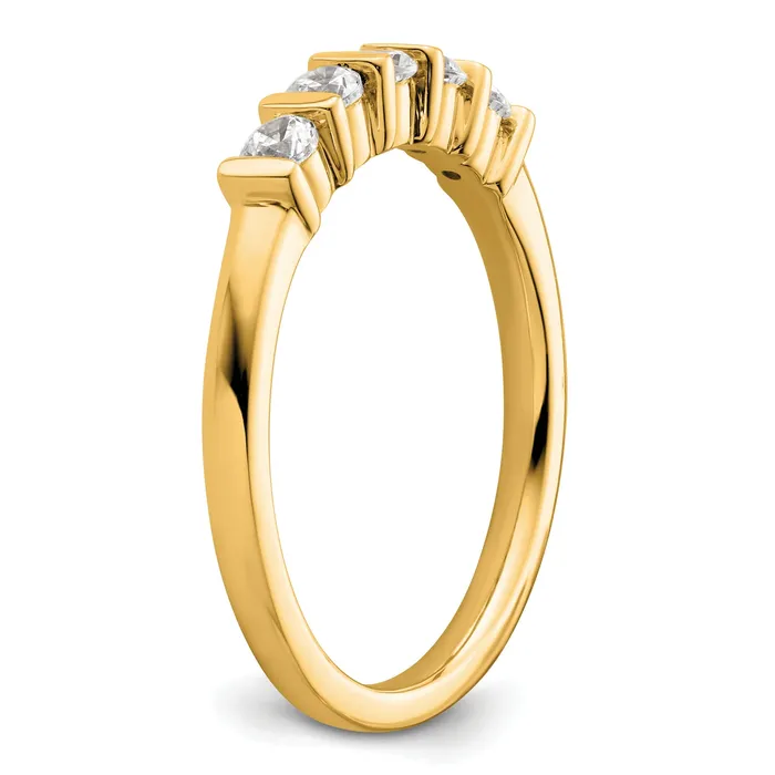 Rings Goldia 035ct CZ Solid Real 14K Yellow Gold 5Stone Wedding Band Ring