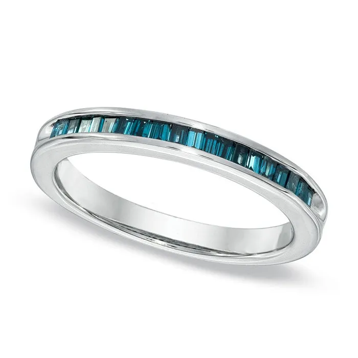 Rings Goldia 050 CT TW Enhanced Blue Baguette Natural Diamond Wedding Band in Sterling Silver Rings Goldia 050 CT TW Enhanced Blue Baguette Natural Diamond Wedding Band in Sterling Silver